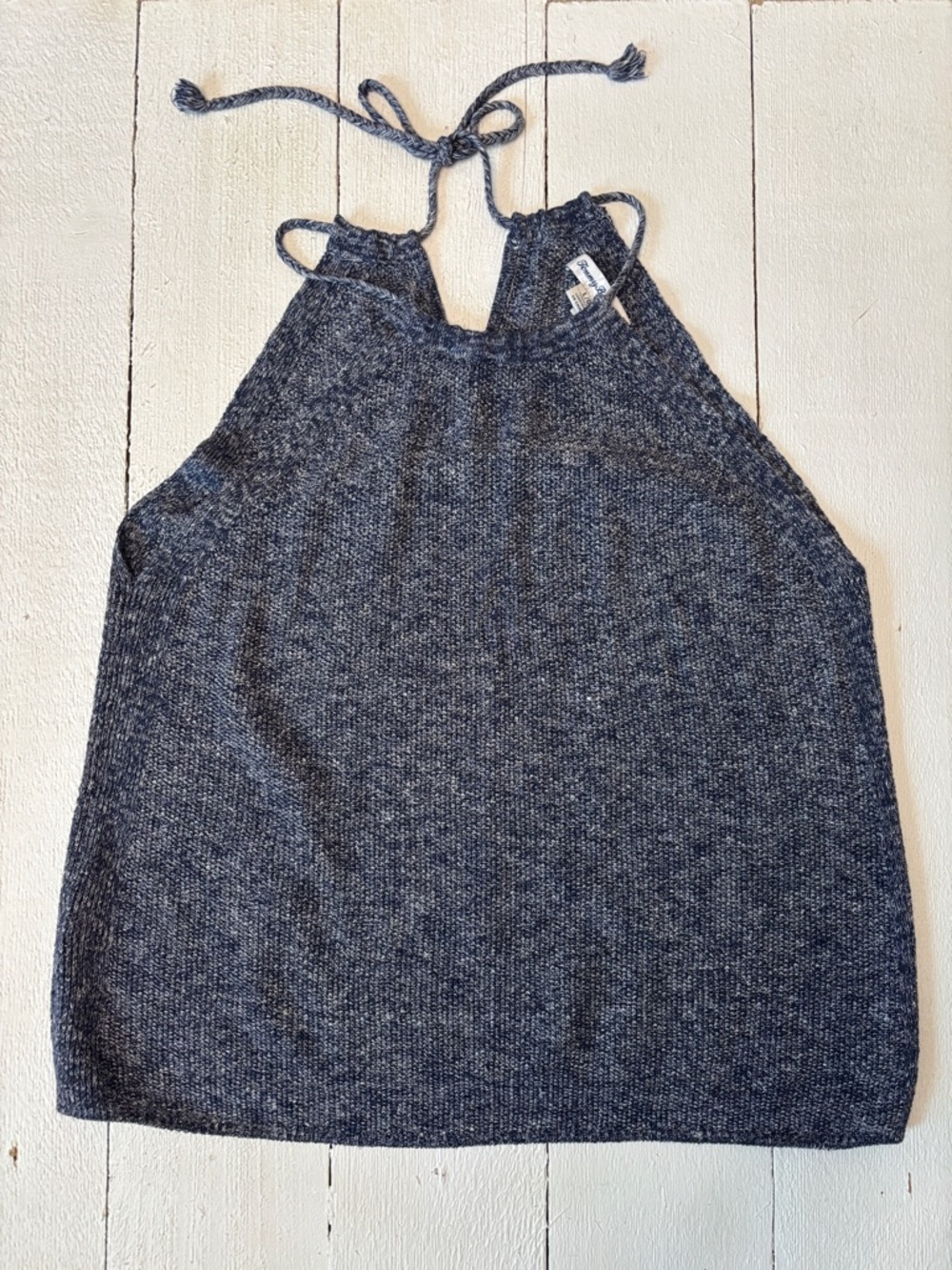 Tommy Bahama Women’s  Navy Linen Cotton Knit Halter Top with Tie Neck Large